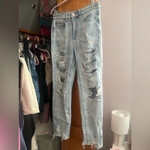 American Eagle Outfitters Light Blue Distressed Boyfriend Jeans